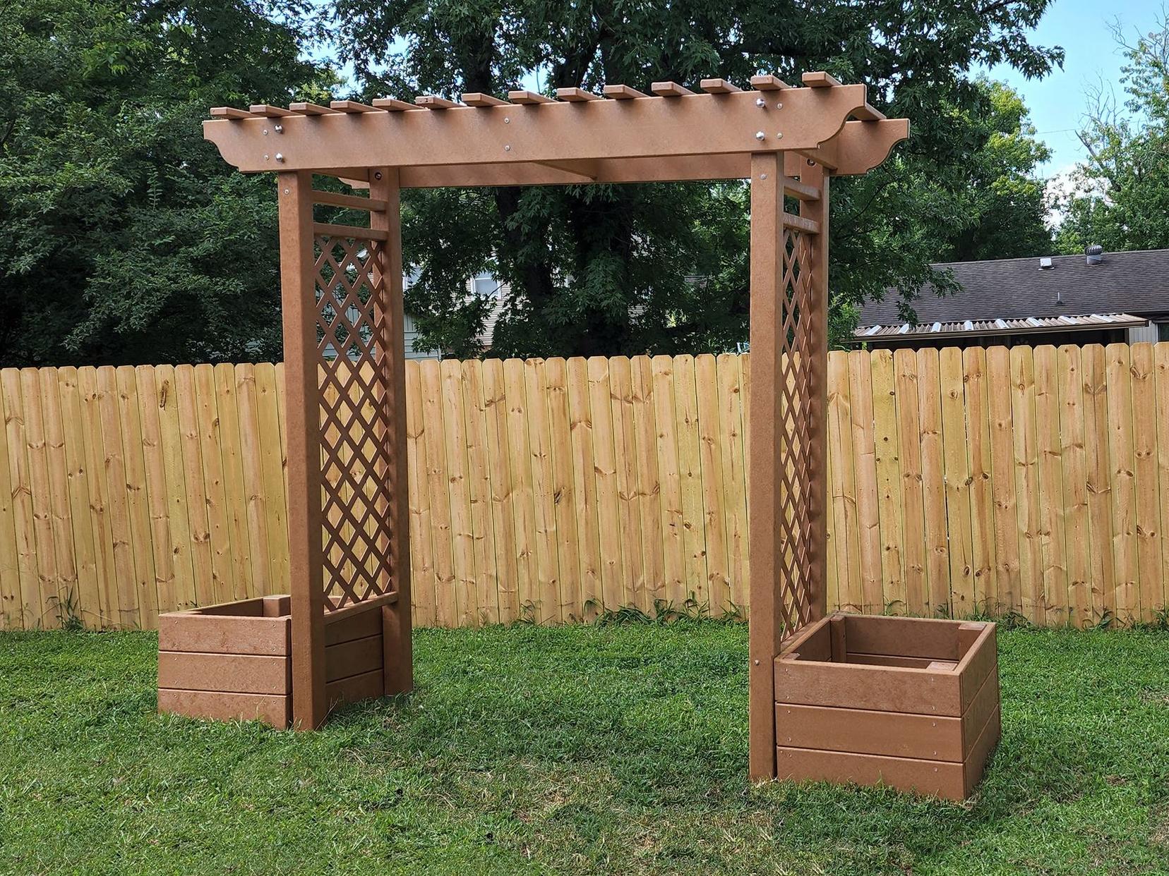 Garden arbor used for a natural playground entryway